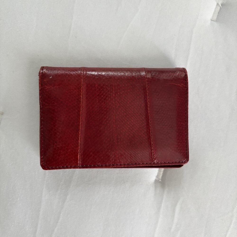 Vintage Red Salmon Skin from Canada Bifold Wallet made Korea, elegant, classic